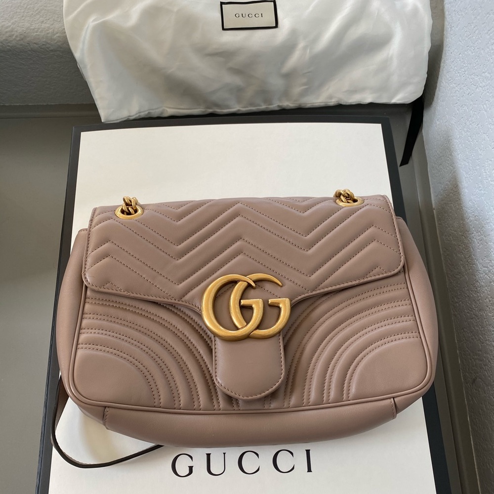 Gucci Marmont Matelasse Shoulder Bag Dusty Pink